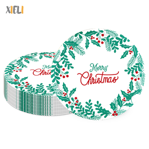 Xieli Assiettes À <span class=keywords><strong>Carton</strong></span> Décoratives Adaptées Aux Besoins Du Client De Feuilles De Houx De Thème De Noël - Product Image 1