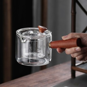 Glass Teapot With Wooden Handle And Lid Small Kung Fu <b>Tea</b> Set For Electric Stove - Product Image 2