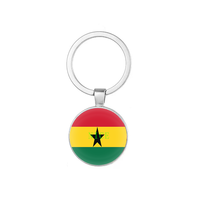 Porte-clés rond en alliage et verre, imprimé double face avec le drapeau national de Tokelau, motif dessin animé tendance, pour souvenir de voyage ou cadeau