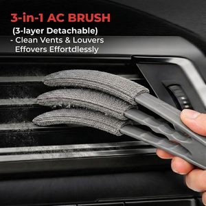 Kit de nettoyage intérieur de voiture 10 pièces - 3 brosses en poils de sanglier naturels, brosse de ventilation 3-en-1, plumeau en microfibre - Product Image 4