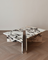 Ensemble de 2 tables basses triangulaires Calacatta Viola table basse qualité bas prix bon prix petite table basse