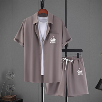 Ensemble 2 pièces pour homme, chemise à manches courtes et short dégradé, tenue décontractée d'été, survêtement de plage, streetwear