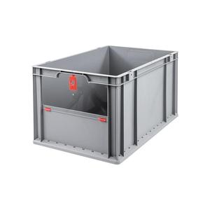 ALLIT Conteneur de transport empilable L600xL400xH320mm gris rouge PP avec vitre pliante côtés fermés - Product Image 1