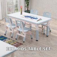 Ensemble table et chaises d'école modernes et écologiques pour enfants, chaises réglables en hauteur, pieds antidérapants, durables, montage facile, Max.