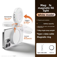 Lampe d'appoint magnétique à intensité réglable pour téléphone, idéale pour le streaming en direct, lumière de beauté portable, support de téléphone, lumière selfie, miroir LED de poche
