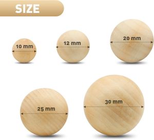 Prodotti artigianali solido naturale rotondo palla di legno, perle di legno non finito per oggetti artigianali gioielli che fanno arte - Product Image 2