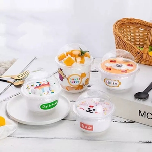 Fornitura di fabbrica tazza di plastica usa e getta a basso prezzo con coperchio tazza a forma di u da 250ml in plastica da 95mm piccola ciotola da forno in ceramica tazza da budino <span class=keywords><strong>ov</strong></span> - Product Image 2