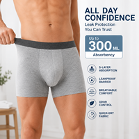 Sous-vêtements d'incontinence personnalisés avec logo, 300 ml, séchage rapide, 5 couches, contrôle des odeurs, lavables, boxers, caleçons d'incontinence