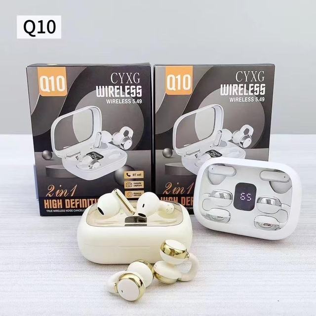 Q10 Wireless Couple Earphones 2 Pairs Ear Clip & In-Ear Headset Sports Earbuds With Charging Case for Daily Sports