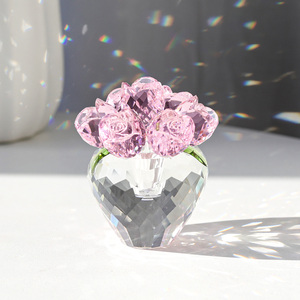 ของขวัญดอกไม้คริสตัลสีชมพูแสนสวยสำหรับคุณแม่ ภรรยา แฟนสาว ของตกแต่งดอกไม้แก้วสำหรับบ้าน สำนักงาน ของประดับโต๊ะ ที่ทับกระดาษ - Product Image 2