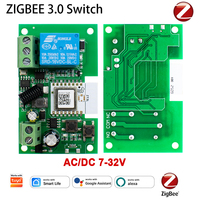Interruptor de Relé Inteligente Zigbee WiFi de 7-32V y 1 Canal - Control Remoto RF de 7-32V y 433MHz Compatible con la Aplicación Smart Life, Tuya y Alexa