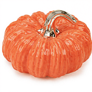 Zucche Artificiali in Ceramica e Resina Arancione 20 cm Grandi per Halloween, Ringraziamento, Autunno, Decorazione Casa, Esterni, Tavolo e Giardino - Product Image 1