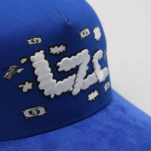Gorra de Béisbol Personalizada Azul de 5 Paneles con Logotipo Bordado en 3D, Gorra Trucker Deportiva de Algodón y Sarga con Visera de Gamuza, Forro de Satén, Estilo Hip Hop, Playa - Product Image 5