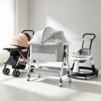 Ensemble de chambre d'enfant pour nouveau-né |   Lit bébé + poussette + trotteur tout-en-un, ensemble de meubles pour nourrissons