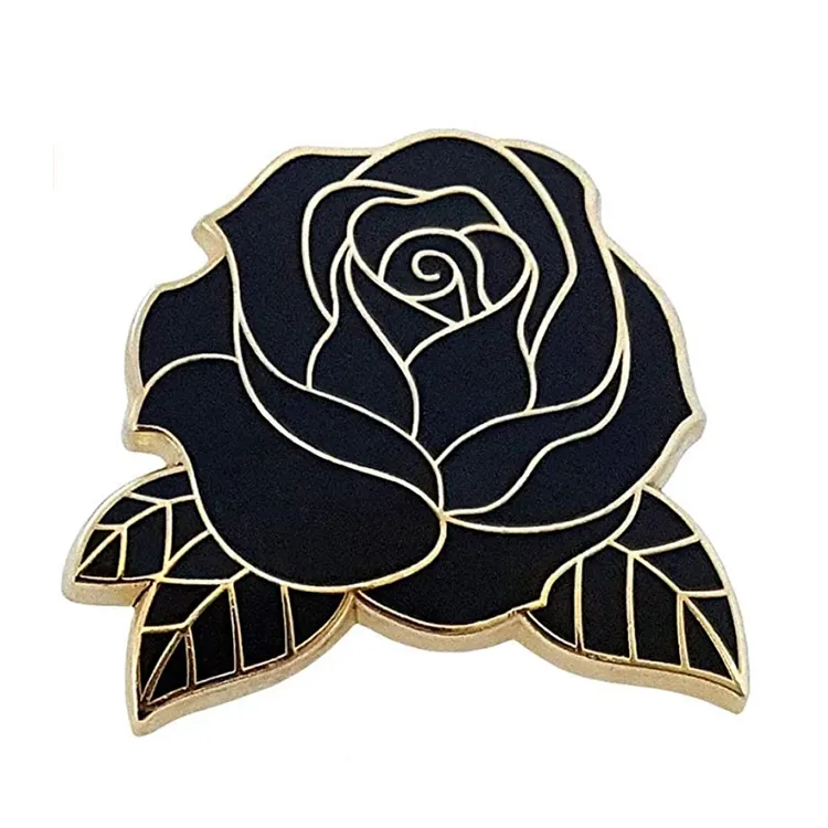 Pin de solapa de flor personalizado para mujer, broche de Metal de diseño de rosa roja y negra, regalo romántico para pareja, joyería de boda para citas