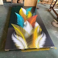 Lembaran Marmer Anti Api 7D UV Ukuran Besar 1220x2900mm Untuk Pelapis Dinding Interior Kantor Komersial