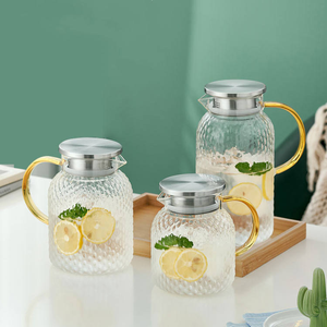 Théière en verre martelé de 1000 ml résistante aux hautes températures, écologique avec poignée en verre ambré, <span class=keywords><strong>carafe</strong></span> à eau pour café et thé à domicile - Product Image 6