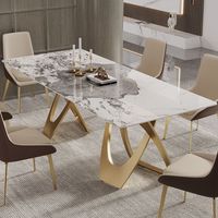 Table à manger rectangulaire en marbre de luxe, meuble de maison moderne italien, ensemble de salle à manger, pied en acier inoxydable, 2022