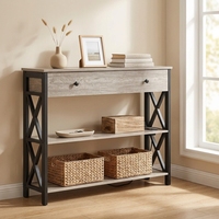 Console de salon moderne en bois avec rangement, table de canapé dorée, console d'entrée de luxe