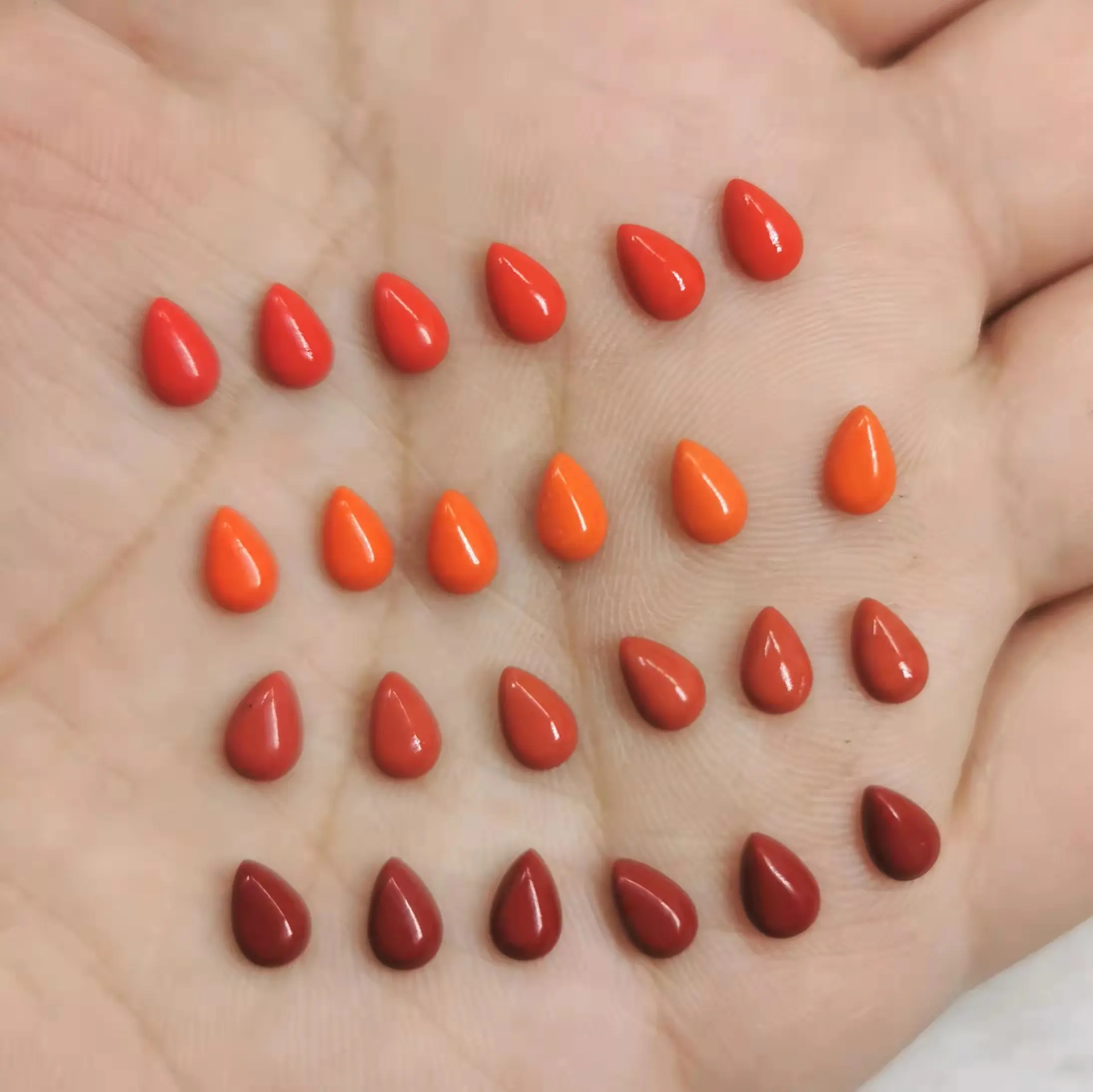 4x6mm Pears Shape,Water Drop Shape, Melon Seed Shape Orange Red Stone Flat Back Cabochons for DIY Jewelry findings