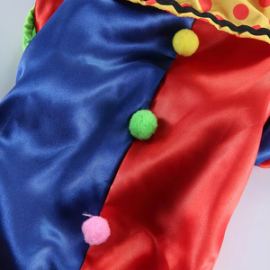 Nouvelle conception de costumes de <span class=keywords><strong>clown</strong></span> pour chiots, vêtements pour chiens mignons et colorés pour le cosplay avec des boules de pompons, un col à pois et un nœud papillon - Product Image 6