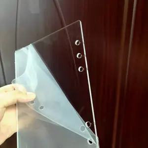 Placa de acrílico transparente tamanho A5 folhas em branco dimensionadas e perfuradas para cadernos de 6 argolas A5