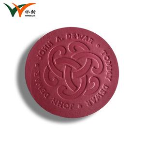Custom Logo Exquisite Round Red Embossed PU Leather Cup Beer Tea Coffee <b>Drink</b> <b>Coasters</b> - Product Image 2