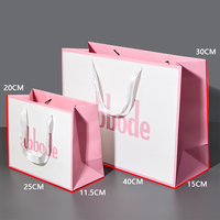 Sac en papier rose de couleur de marque de fond fabriqué en usine impression Logo Design ruban poignée sac à provisions