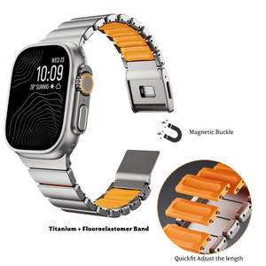 Bracelet magnétique de luxe Aibangjia en <span class=keywords><strong>acier</strong></span> inoxydable et silicone <span class=keywords><strong>pour</strong></span> Apple Watch Series 11 10 9 8 7 6 5 SE 46 49 mm - Product Image 1