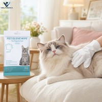 Gants SPA VELTRONA sans rinçage, 6 pièces, hypoallergéniques, à l'aloe vera et au jojoba, lingettes pour animaux de compagnie, pour chiens et chats, désodorisantes