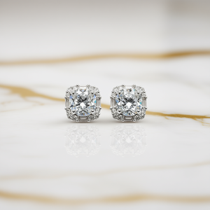 Orecchini E3408 in Oro Bianco con Diamanti Taglio Brillante Rotondo Colore D Certificati GIA Stile Classico da Sposa per Donna - Product Image 2