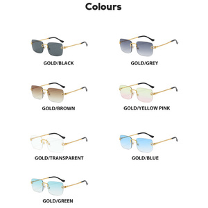 Personalized Shades Custom Logo Uv400 Protection Metal Sunglasses Women Small <b>Frame</b> Square Sunglasses Rimless Sunglasses - Product Image 6