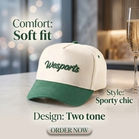 Casquette de baseball unisexe entièrement personnalisée à 5 panneaux, brodée, en coton, taille ajustable, bicolore, style sportif Argyle, vente en gros