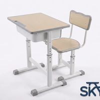 Bureaux et chaises d'étudiant ergonomiques modernes en bois moulé par injection à hauteur réglable, tables et chaises d'étude pour enfants