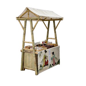 Bamboo <b>Market</b> <b>Stall</b> <b>Display</b> <b>Stand</b> Portable Exhibition Shelves With Digital Printing Customizable Advertising Sign - Product Image 3