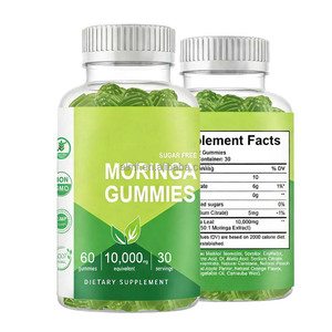 Gummies de <span class=keywords><strong>Moringa</strong></span> sans sucre, marque privée OEM, 10000mg, 60 unités, végétaliennes, sans OGM, complément alimentaire, fabricant certifié GMP - Product Image 1