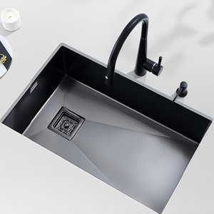 Évier de cuisine encastré en acier inoxydable 304, fait main, grand bac unique, nano-gaufré - Product Image 1