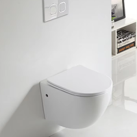 Ensemble WC en céramique à double chasse, design moderne de haute qualité, siphon en P, réservoir encastré, fixation murale, fermeture douce, gain de place, pour hôtel