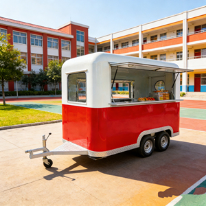 Chariot alimentaire remorquable en acier inoxydable à 2 roues de 13 pieds avec éclairage LED pour marchés extérieurs, brochettes frites, thé au lait et autres snacks - Product Image 1