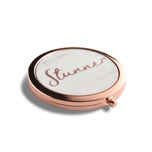 Wholesale Factory Promotional Metal PU Custom Logo Pocket <b>Compact</b> Rose Gold <b>Mirrors</b> - Product Image 4