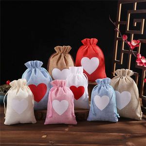 Bolsa de Lino y Yute con Cordón y Logotipo Personalizado al por Mayor, con Forma de Corazón, para Regalos de Boda, Dulces y Joyería - Product Image 6