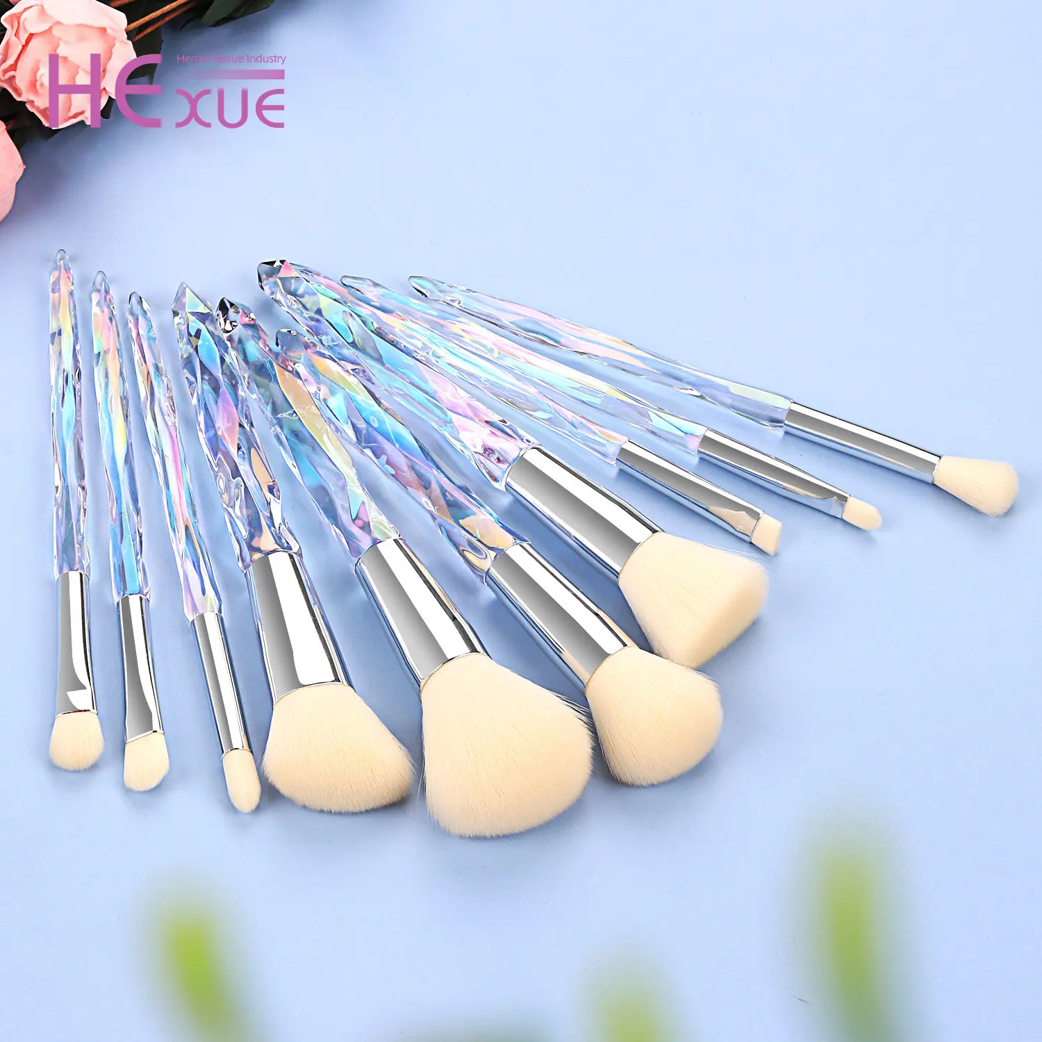 Maange — brosse de maquillage Vegan, marque privée de haute qualité, kits d'outils de maquillage, diamants transparents, poignée en cristal scintillante