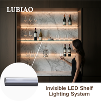 Système d'éclairage LED invisible pour étagères en verre de 8 mm, vitrine flottante avec double diffuseur YB2004-43