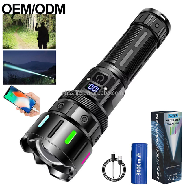 Super Bright Torch Light Flash Light High Lumens Long Range Powerful Waterproof Zoomable High Power LED Rechargeable Flashlight