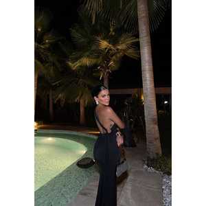 Women's Black Luxury Chic Ball <b>Gown</b> Dress XL Plus Size Empire Waistline Rhinestone for Formal Evening Party <b>Floor</b>-<b>Length</b> - Product Image 2