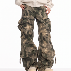 Custom Y2K Streetwear Baggy Camo Cargo Pants Men Multi Pocket Vintage Wide Leg Trousers Oversized Camouflage Clothing - Product Image 1