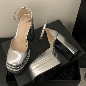 2025 White 12cm High Heels Super Sexy Anti-Slip <b>Platform</b> Mary Jane Peep Toe <b>Sandals</b> Breathable <b>Wedges</b> for Summer Outdoors Party - Product Image 2