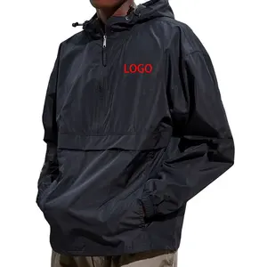 Benutzer definierte Logo Leichte Nylon Half Zip Herren Trainings anzüge Pull Over Hooded Water proof Jacket