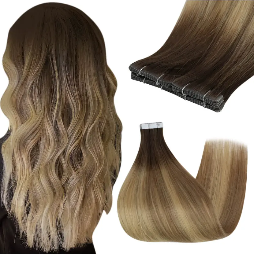 Durable wholesale invisible tape in remy human hair ombre invisible grey and black tape hair invisible tape in human hair exte