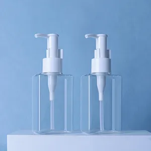 Transparent PET Plastic square shampoo bottle 100ml 150ml 250ml 300ml 500ml Body Wash Shower Gel Lotion Dispenser Pump Bottle